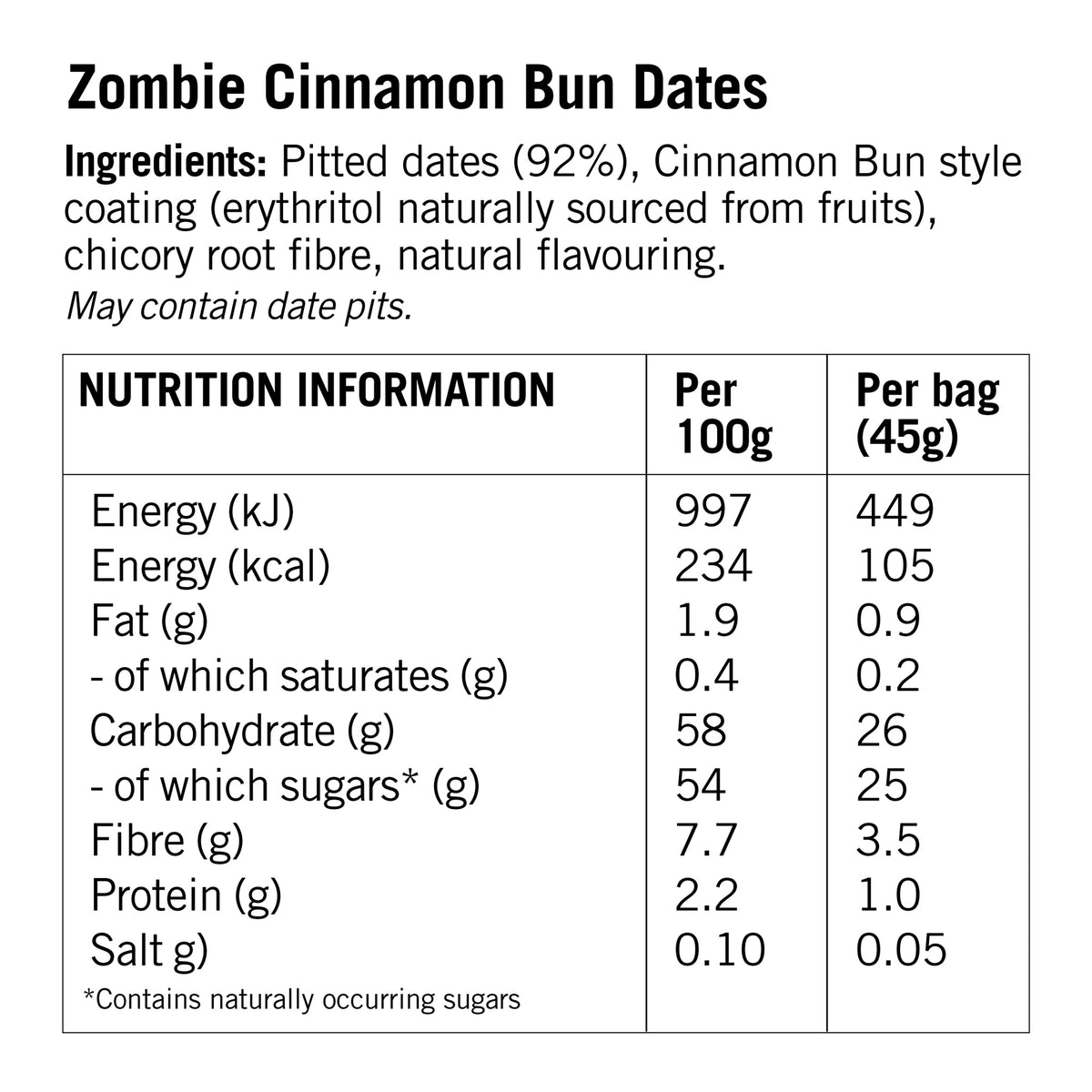 Zombie Cinnamon Bun Dates - 10 x 45g
