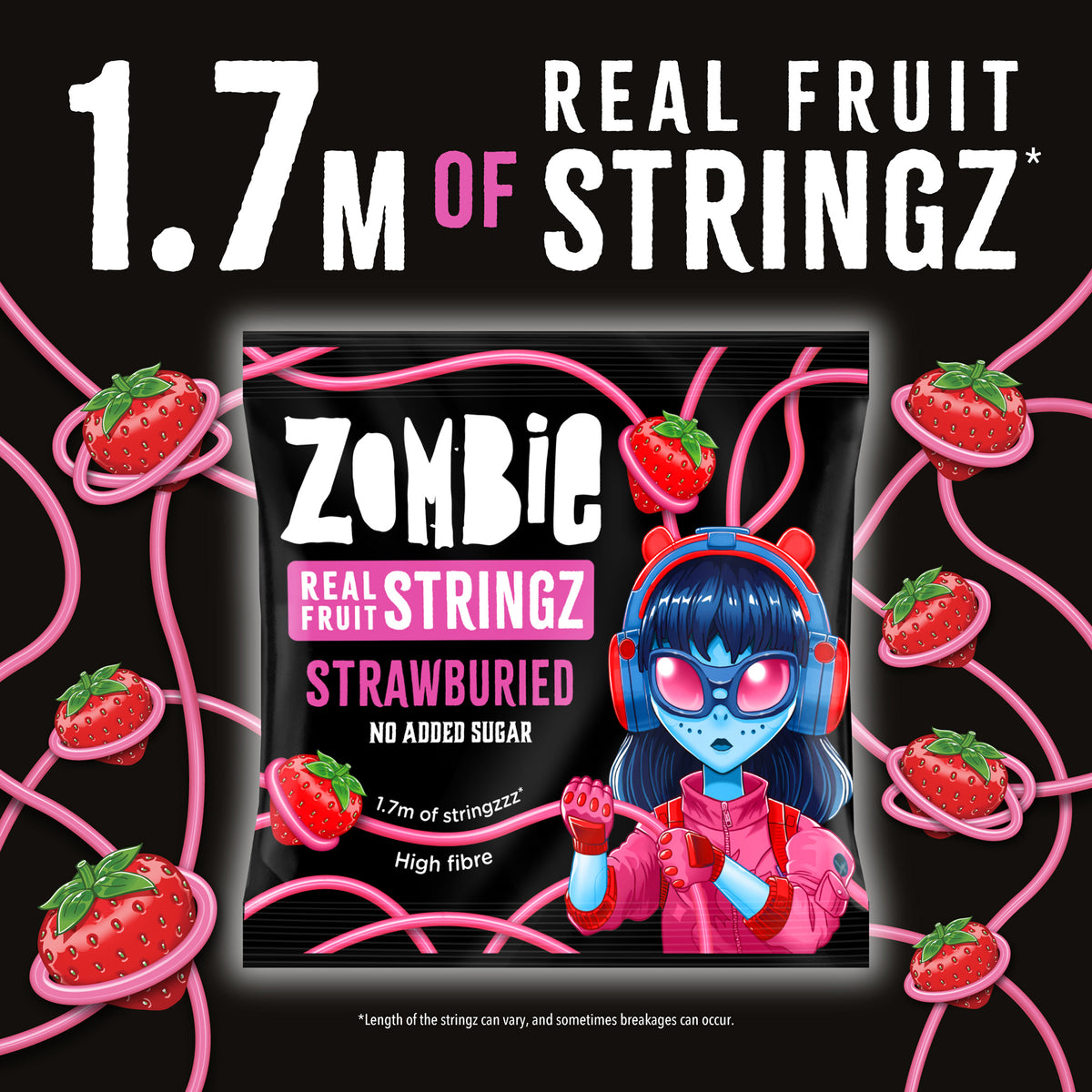 1.7m of Strawburied real fruit Stringz