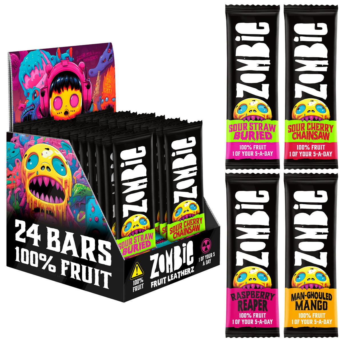 Zombie Fruit Bars Fruity & Sour 24 bar box