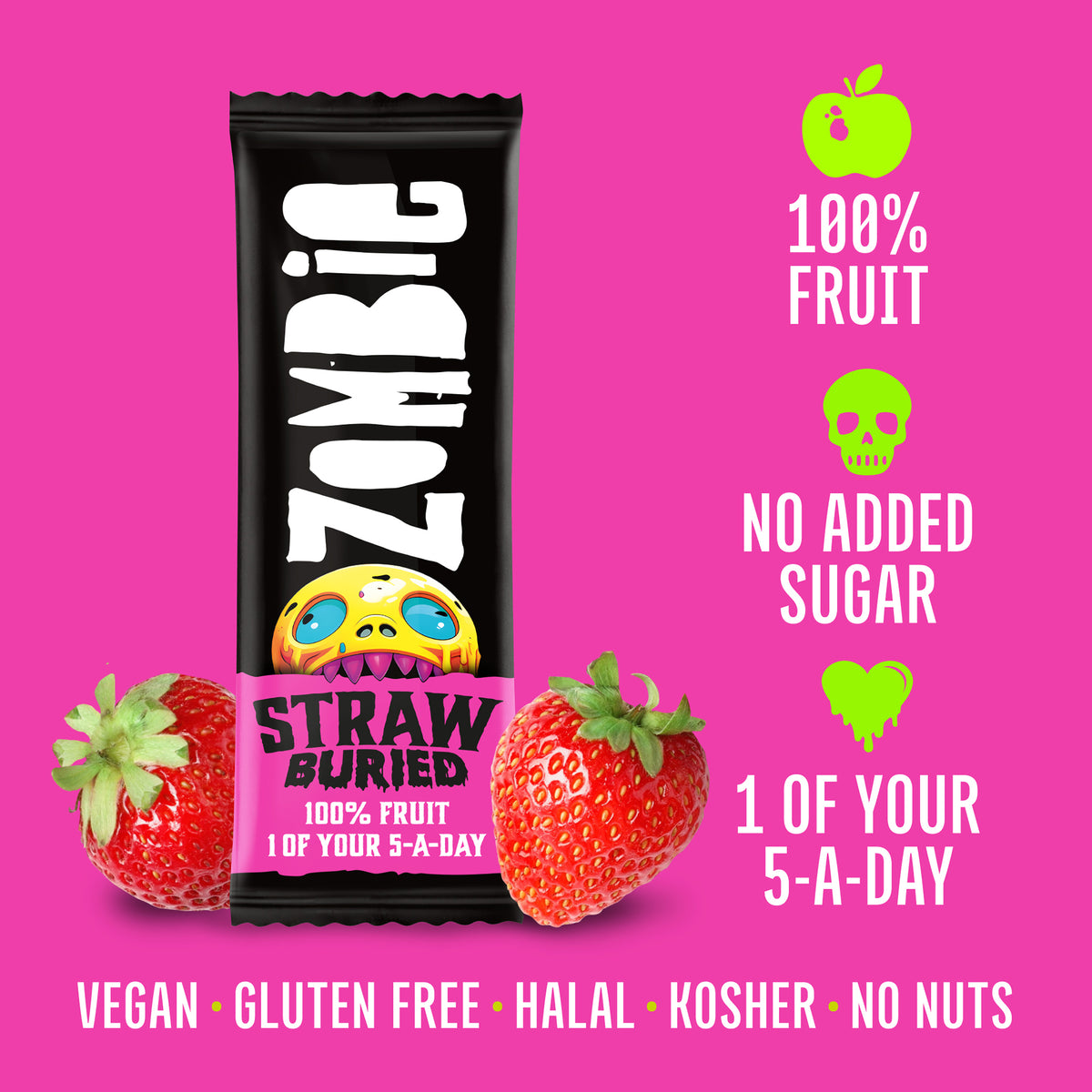 Zombie Strawburied bar: 100% fruit, no added sugar, 1 of your 5-a-day