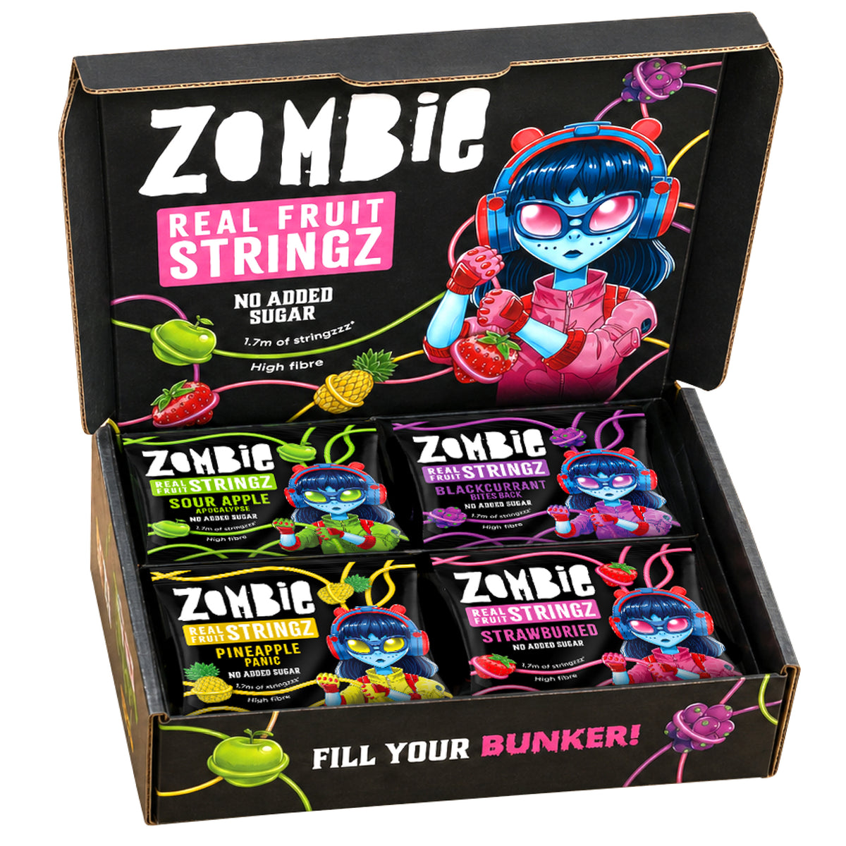 Zombie Real Fruit Stringz variety box of 20 bags