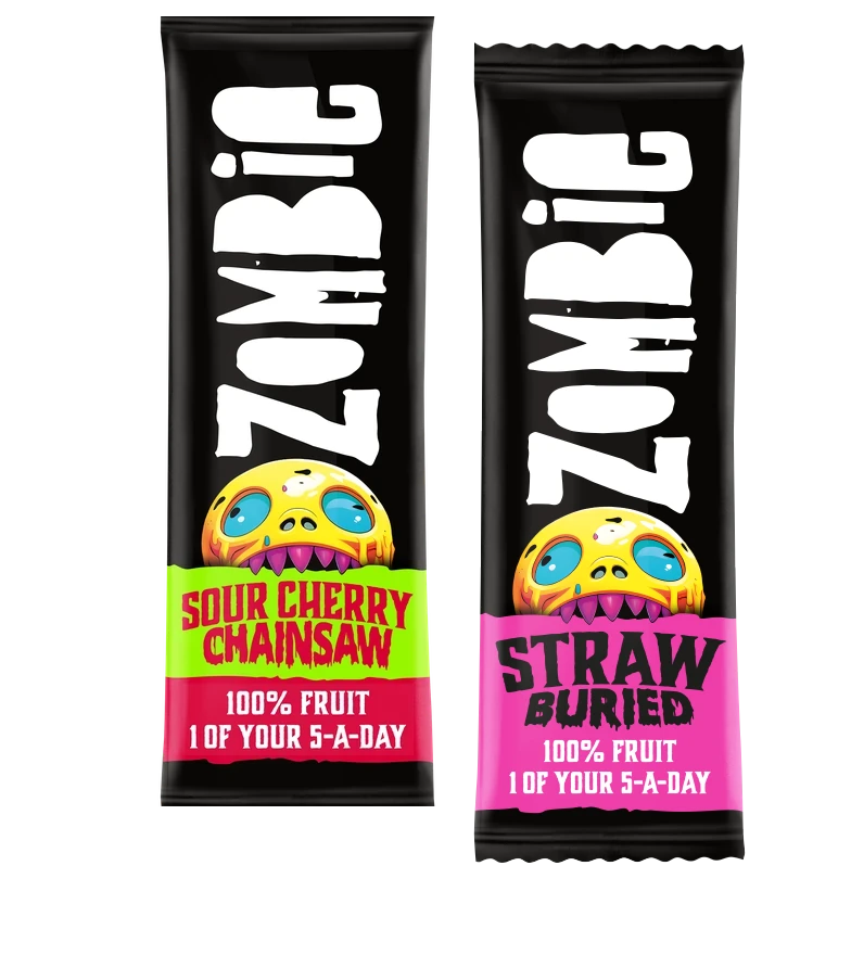 Zombie Sour Cherry Chainsaw and Sour Straw Buried fruit bars