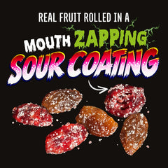 Real fruit rolled in a mouth zapping sour coating